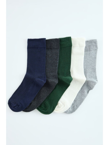 Trendyol Multicolored Unisex 5-Pack Cotton Textured College-Tennis-Medium Socks