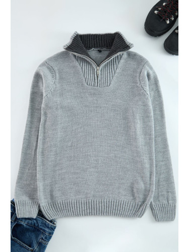 Trendyol Gray Casual Regular Half Turtleneck Plain Knitwear Sweater