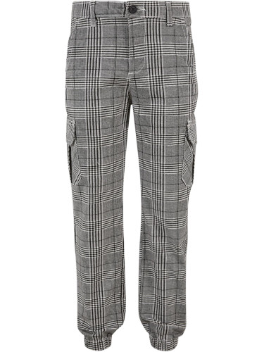 AOP Glencheck Cargo boys' pants black/white