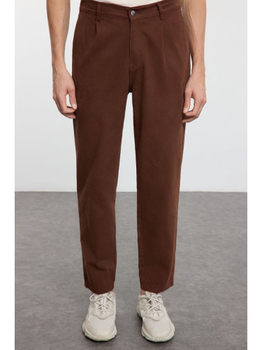 Trendyol Brown Pleated Cargo Pocket Woven Gabardine Woven Trousers