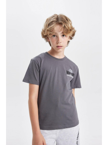 DEFACTO Boy's Crew Neck Printed Short Sleeve T-Shirt