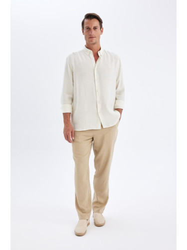 DEFACTO Relax Fit Skinny Leg Linen Blend Trousers