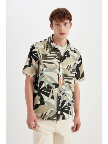 DEFACTO Regular Fit Hawaiian Printed Cotton Short Sleeve Shirt