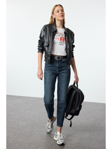 Trendyol Dark Blue High Waist Slim Mom Jeans