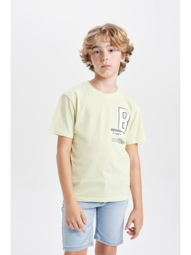 DEFACTO Boy's Crew Neck Printed Short Sleeve T-Shirt