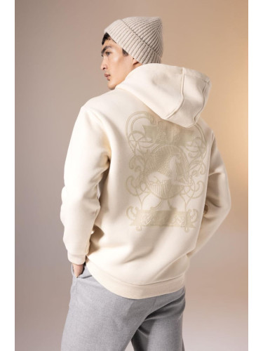 DEFACTO Oversize Fit Hooded Back Printed Thick Sweatshirt