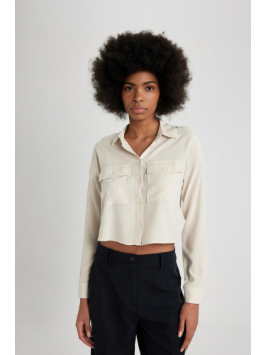 DEFACTO Regular Fit Long Sleeve Crop Shirt