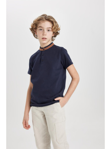 DEFACTO Boys High Neck Short Sleeve Polo T-Shirt