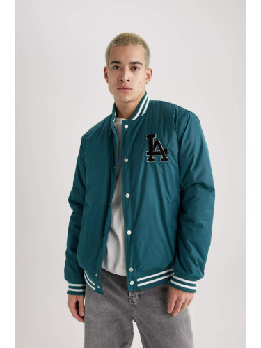 DEFACTO Regular Fit College Collar Snap Closure Double Pocket Seasonal Light Thin Bomber Jacket