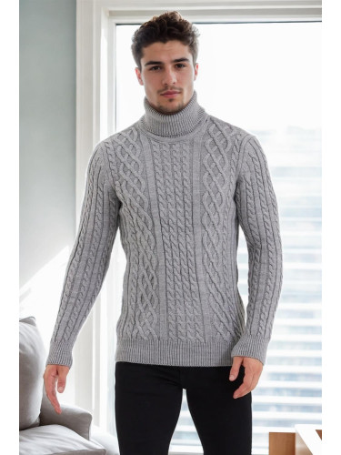 87325 Dewberry Mens Knitted Patterned Sweater-GREY