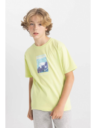 DEFACTO Boy's Crew Neck Printed Short Sleeve T-Shirt