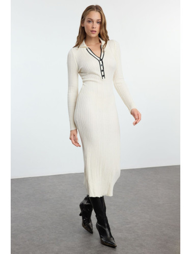 Trendyol Stone Color Block Midi Knitwear Premium Yarn/Special Yarn Dress