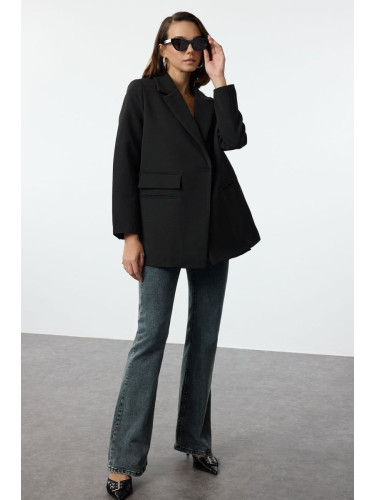 Trendyol Black Oversize Pocket Detailed Woven Blazer Jacket