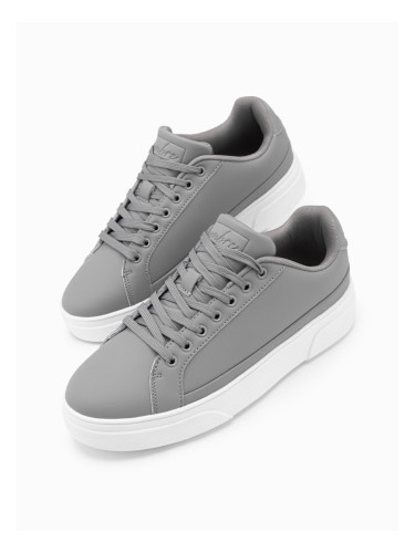 Ombre Men's eco leather sneakers shoes with thick sole - grey