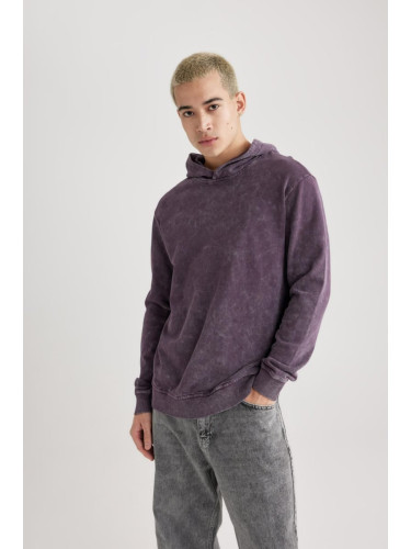 DEFACTO Regular Fit Hooded Washed Faded Effect Sweatshirt