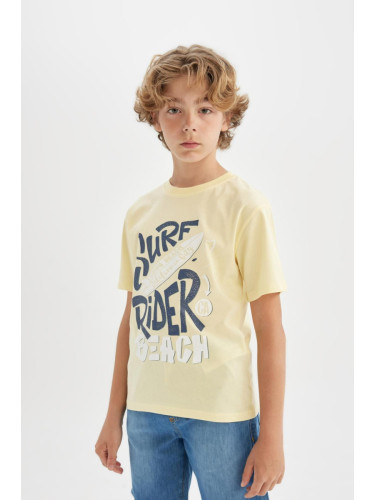 DEFACTO Boy's Crew Neck Printed Short Sleeve T-Shirt