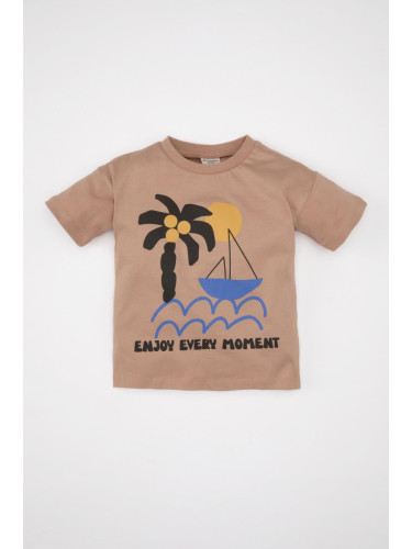 DEFACTO Baby Boy Crew Neck Palm Tree Printed Short Sleeve T-Shirt