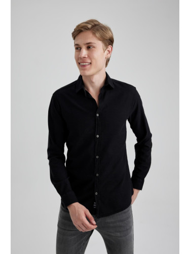 DEFACTO Slim Fit Slim Fit Cotton Long Sleeve Shirt