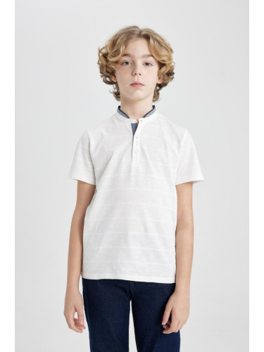 DEFACTO Boys High Neck Pique Short Sleeve Polo T-Shirt