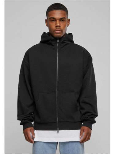 Men's hoodie with a zip with a high neck black