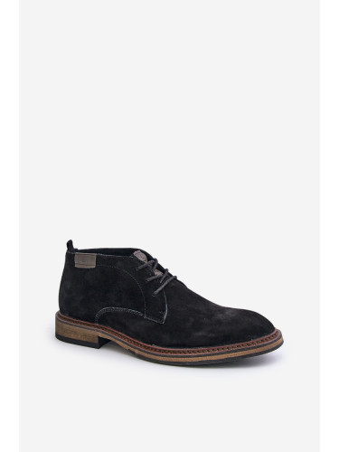 BIG STAR SHOES Велурени мъжки ботуши с връзки Black Big Star