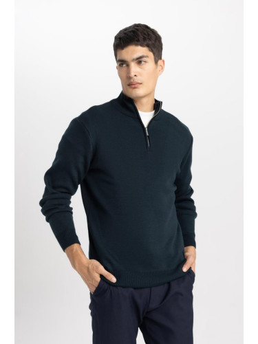 DEFACTO Standard Fit High Neck Zippered Sweater