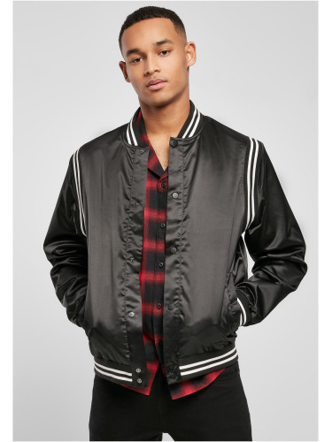 Satin College Jacket Black