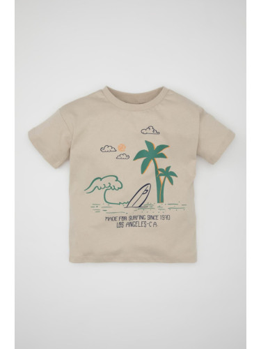 DEFACTO Baby Boy Crew Neck Palm Tree Patterned Short Sleeve T-Shirt