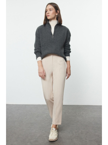 Trendyol Beige Cigarette Woven Trousers