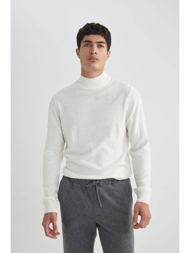 DEFACTO Ecru Slim Fit Slim Fit Half Turtleneck Knitwear Sweater