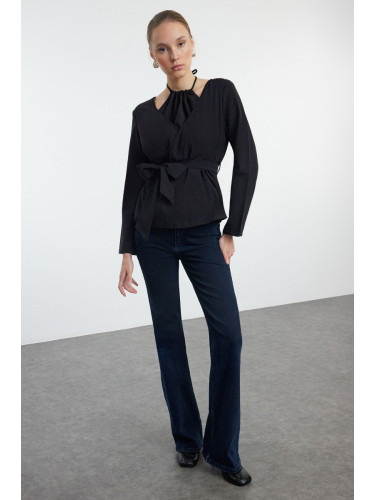 Trendyol Black Double Breasted Double Layer Blouse Detailed Woven Blouse