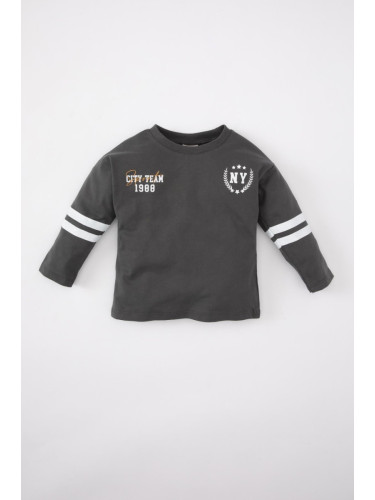 DEFACTO Baby Boy Crew Neck Printed Long Sleeve T-Shirt