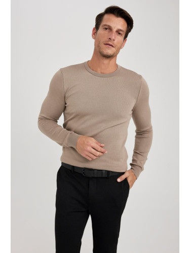 DEFACTO Regular Fit Crew Neck Basic Plain Knitwear Casual Sweater