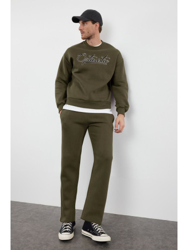 Trendyol Khaki Oversize/Wide Cut Text Printed Tracksuit