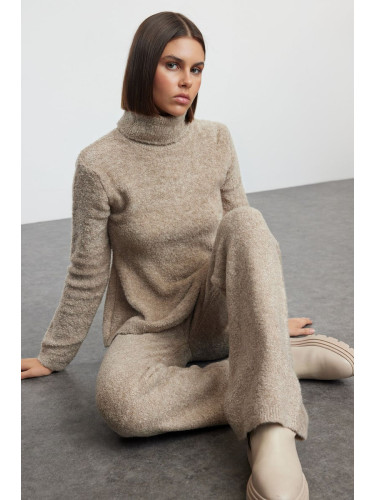 Trendyol Mink Turtleneck Knitwear Bottom-Top Set