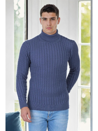 19295 Dewberry Turtleneck Mens Sweater-INDIGO