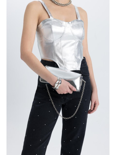 DEFACTO Heart Neck Corset Look Shiny Fabric Strappy Blouse