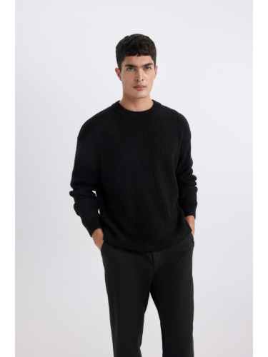 DEFACTO Oversize Fit Wide Pattern Crew Neck Knitwear Sweater