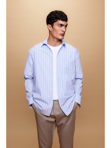 DEFACTO Relax Fit Striped Poplin Long Sleeve Shirt