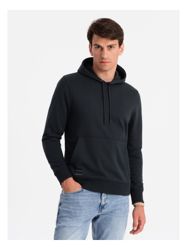 Ombre Men's BASIC cotton kangaroo hooded sweatshirt - black