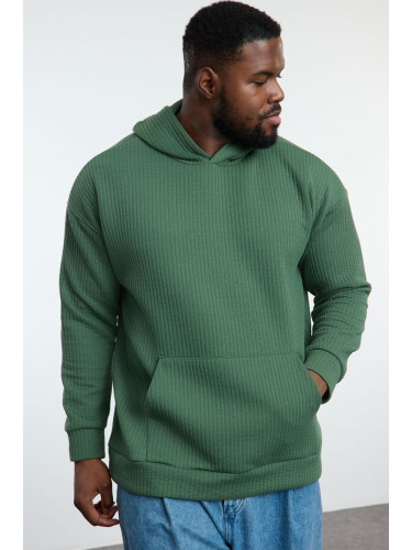 Trendyol Khaki Plus Size Oversize/Wide Cut Thick Textured Sweatshirt