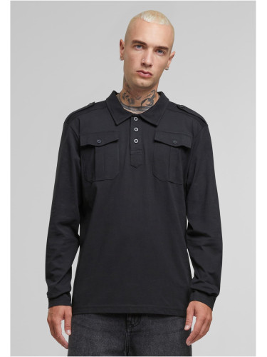 Jersey Willis Long Sleeve Polo Shirt - Black