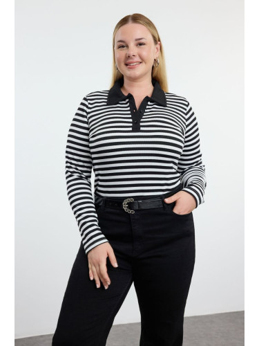 Trendyol Curve Black-White Striped Knitted Blouse