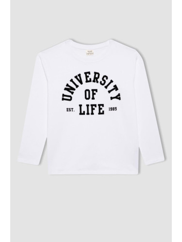 DEFACTO Boy's Crew Neck Printed Long Sleeve T-Shirt