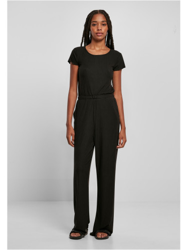 Women's jumpsuit with wide legs in black color