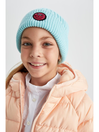 DEFACTO Girls' Woven Labeled Knitwear Beanie