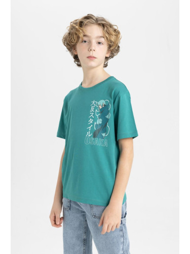 DEFACTO Boy's Crew Neck Printed Short Sleeve T-Shirt