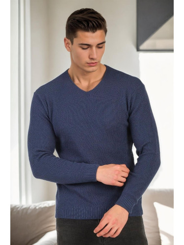 41878 Dewberry V Neck Mens Sweater-INDIGO