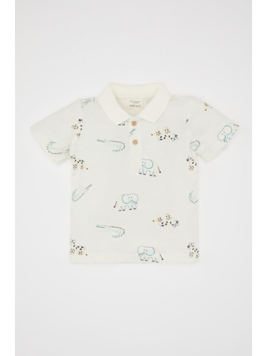 DEFACTO Baby Boy Animal Patterned Pique Short Sleeve Polo T-Shirt