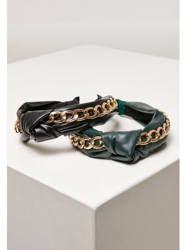 Alice Band with Chain 2-Pack black/bottlegreen